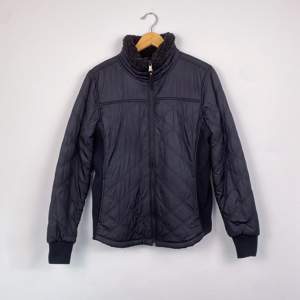 prAna Women's Quilted Lightweight Zip Up Jacket Black Large